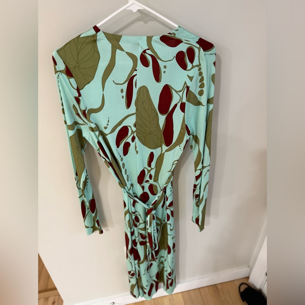 Mara Hoffman Vintage Deep V-Neck Long Sleeve Silk Maxi Dress - Abstract - Medium - Picture 10 of 15